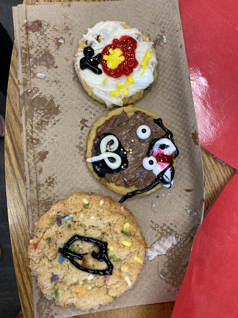 Three decorated cookies.