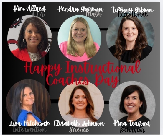 images of instructional coahes with red and white writing on dark gray background