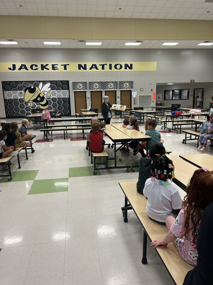 Ms. Lisa, our lead lunchroom lady, read to Pre-K for community helper week.