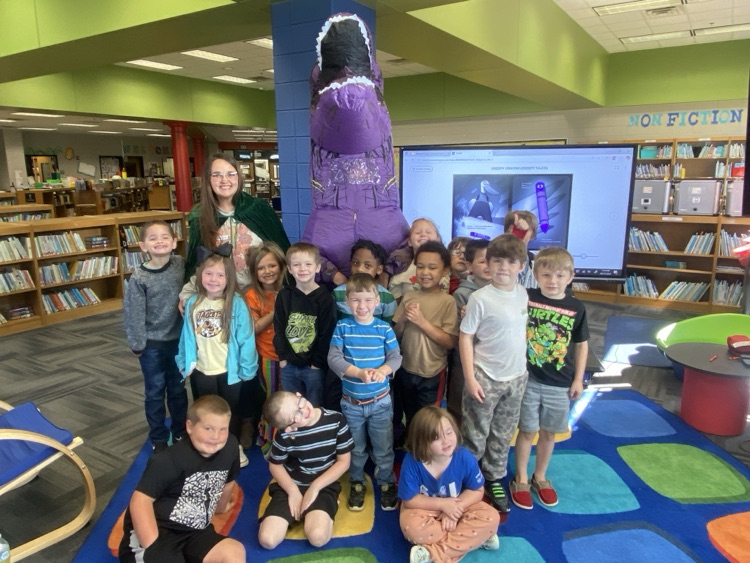 Mrs. Guthrie’s mystery reader was in a 🦕 costume.
