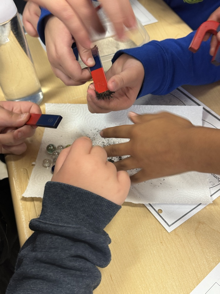 Students participated in hands on learning today! Students created a heterogenous mixture and then had to problem solve to separate out the individual parts!