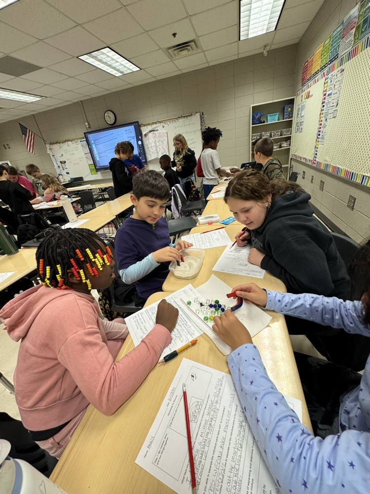 Students participated in hands on learning today! Students created a heterogenous mixture and then had to problem solve to separate out the individual parts!