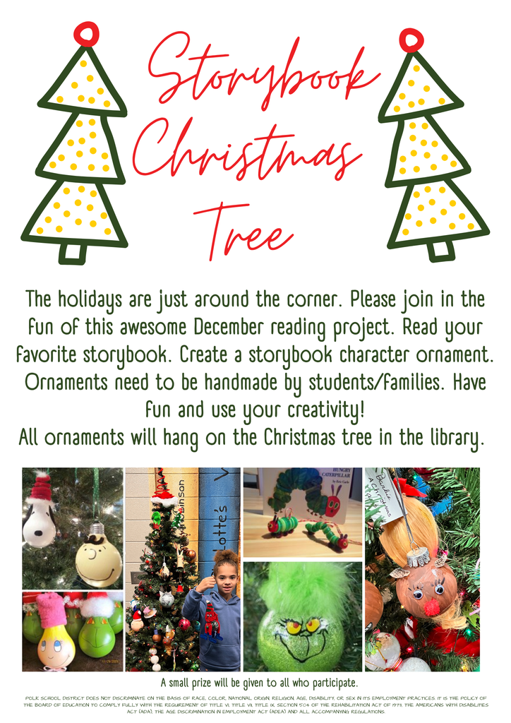 Storybook Christmas Tree for library. Decorate an ornament and get a candy. 