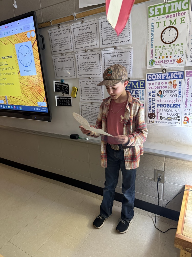 5th grade students presented their narrative writings after reading “Balloons Over Broadway” 