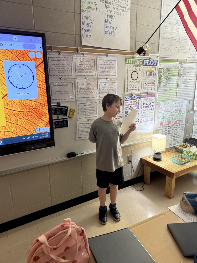 5th grade students presented their narrative writings after reading “Balloons Over Broadway” 