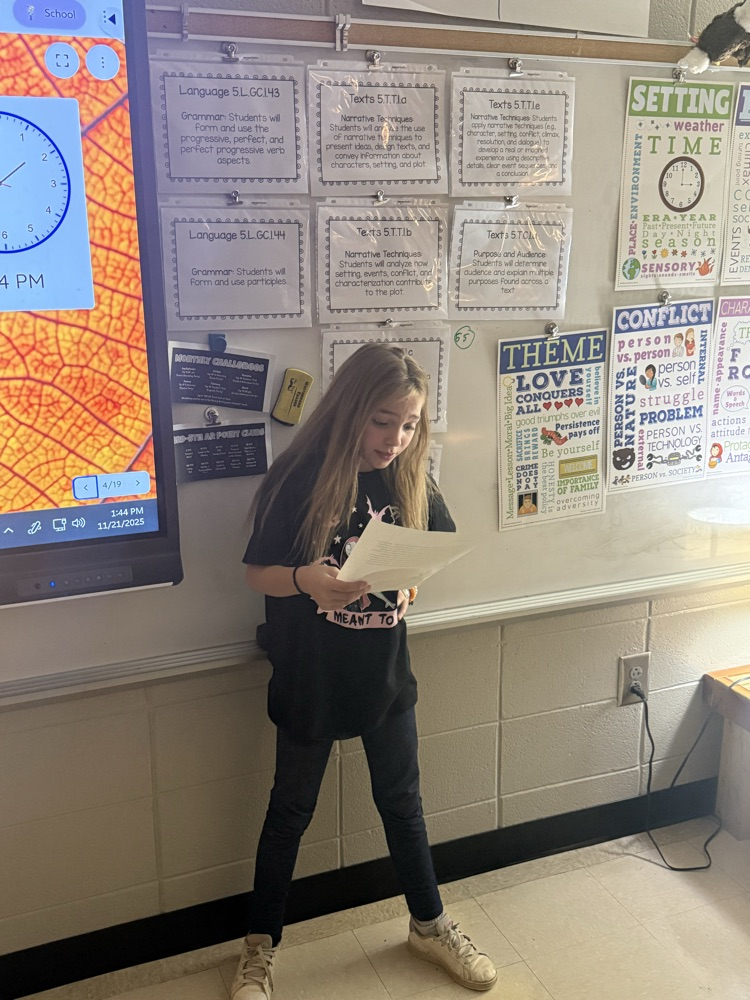 5th grade students presented their narrative writings after reading “Balloons Over Broadway” 