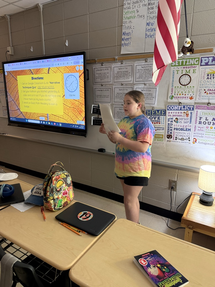 5th grade students presented their narrative writings after reading “Balloons Over Broadway” 