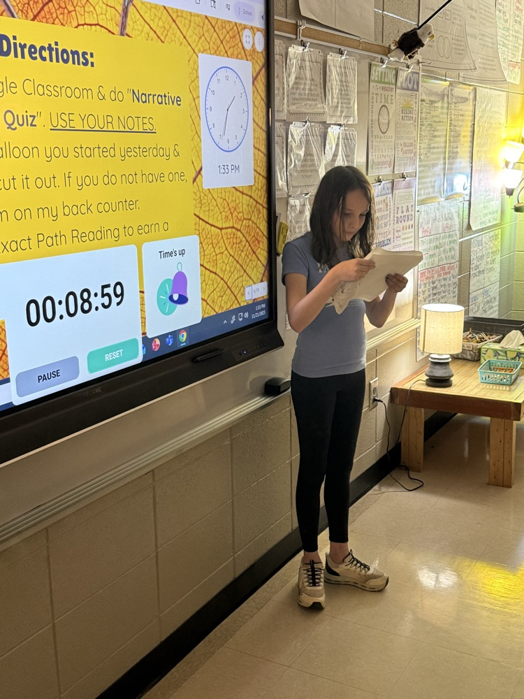 5th grade students presented their narrative writings after reading “Balloons Over Broadway” 