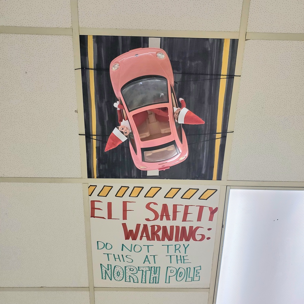 elves in car on ceiling