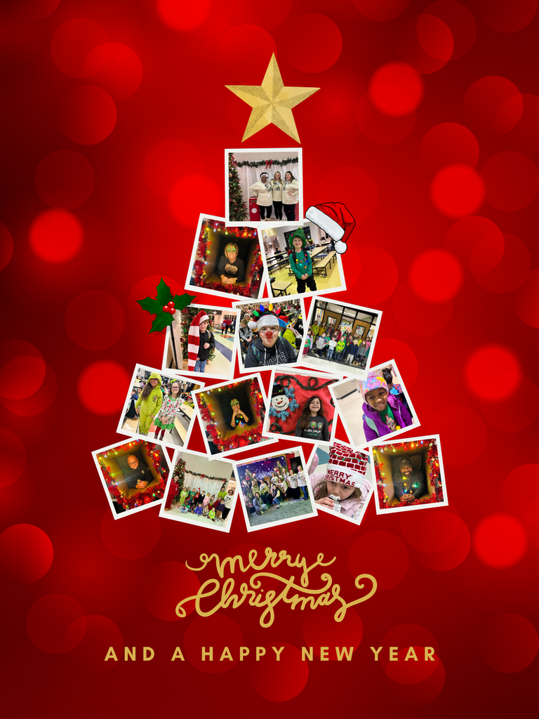 We would like to wish all our Van Wert families a happy and relaxing holiday season! We wish you all a Merry Christmas, and we look forward to seeing you all in 2026.  This picture is a Christmas Card tree with random pictures of staff, faculty, and students dressed up this week in festive attire. 