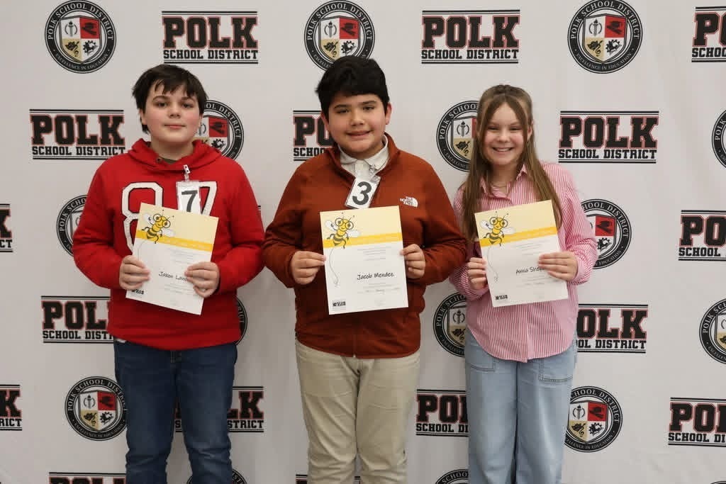 Congratulations to Ms. Anna Shepard. She is PSD's runner up, placing 2nd in today's spelling. She's posing as one of the top 3 participants. 