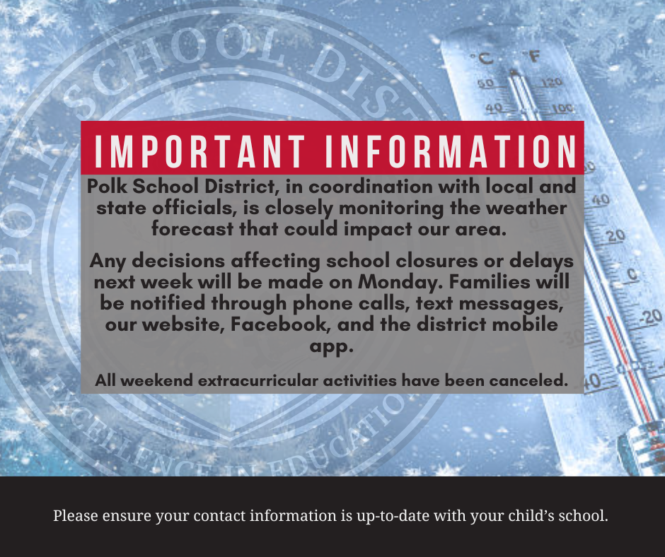 Important Information Update on the winter weather