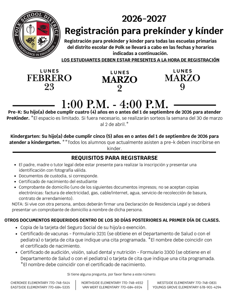 Registration flyer spanish