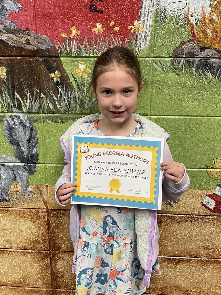 Joannah Beauchamp - 1st grade student winner for Young Georgia Authors Competition