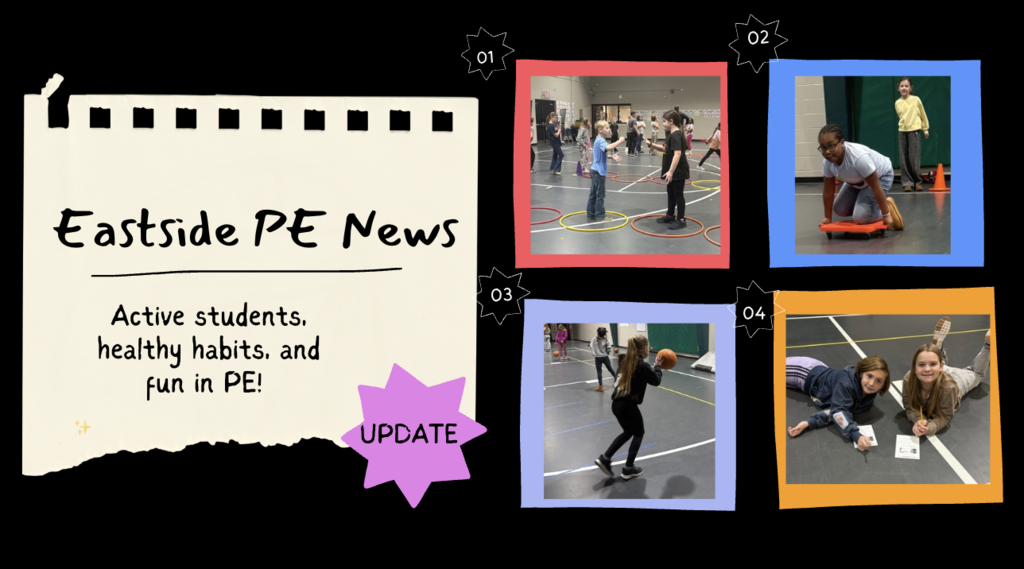 Images of students using PE equipment