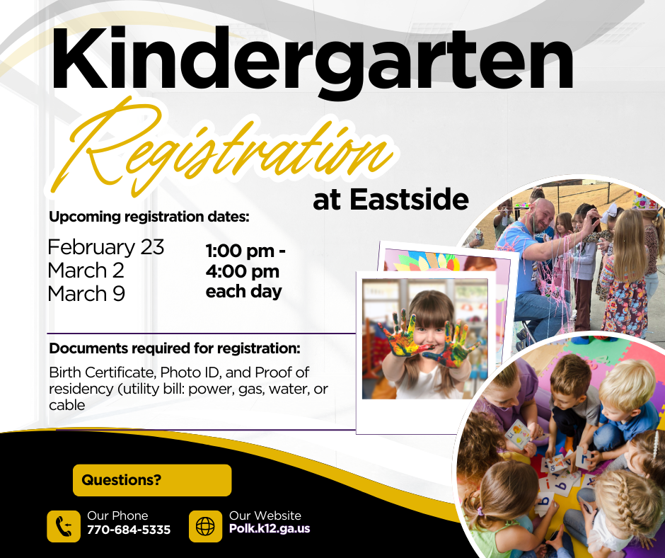 Kindergarten Registration Feb 23, Mar 2, and Mar 9 from 1 - 4 pm.