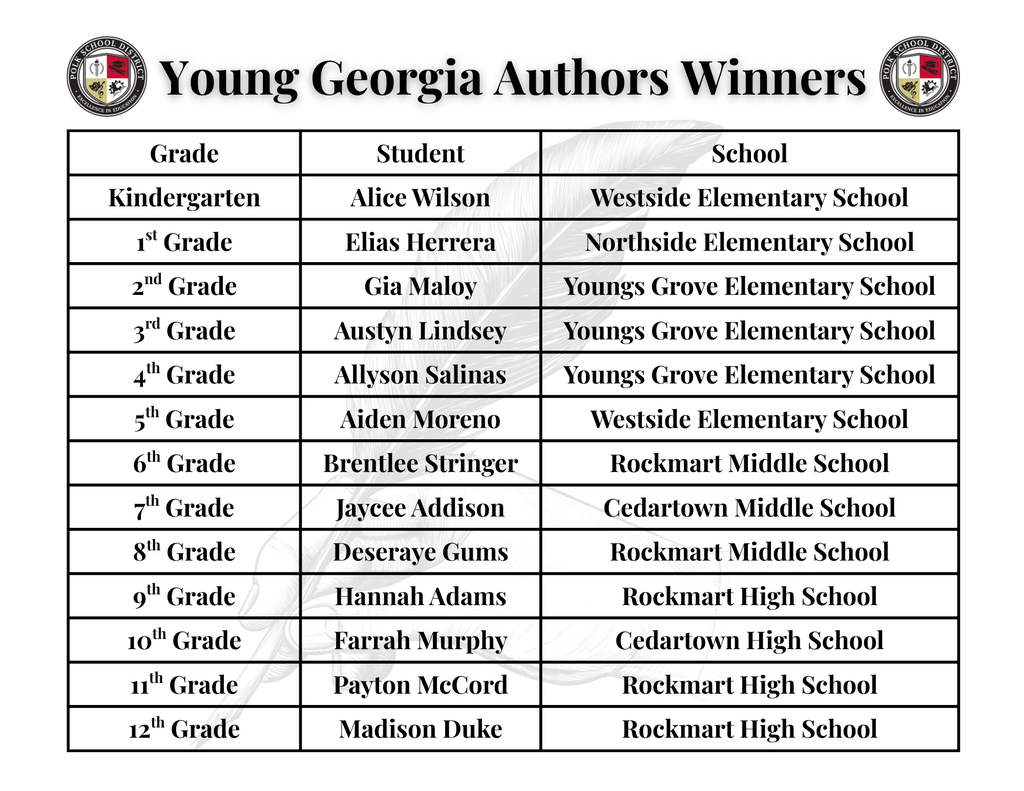 Young Georgia Authors Winners
