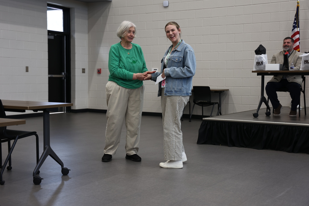 Judy Angle, Polk Retired Educators Association, and Caroline Groves, CMS Teacher