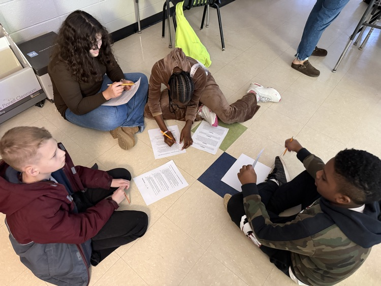 5th grade scoring Writing Samples through meaningful discussions using the Milestones Eight-Point, Three-Trait Writing Rubric.