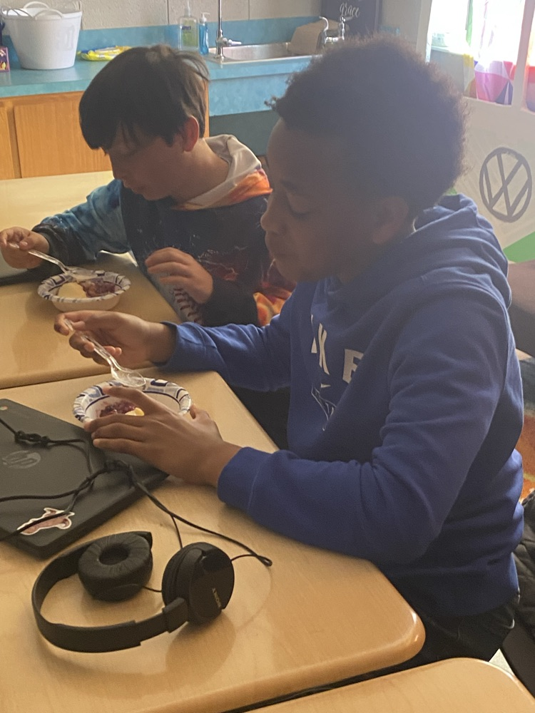 After completing their chapter book study on Wish by Barbara O’Connor, students in Ms. Pace’s and Mrs. Garner's reading classes got to enjoy blackberry cobbler and ice cream. 