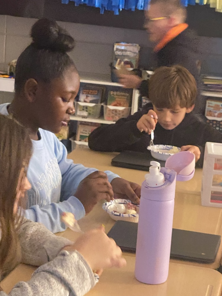 After completing their chapter book study on Wish by Barbara O’Connor, students in Ms. Pace’s and Mrs. Garner's reading classes got to enjoy blackberry cobbler and ice cream. 