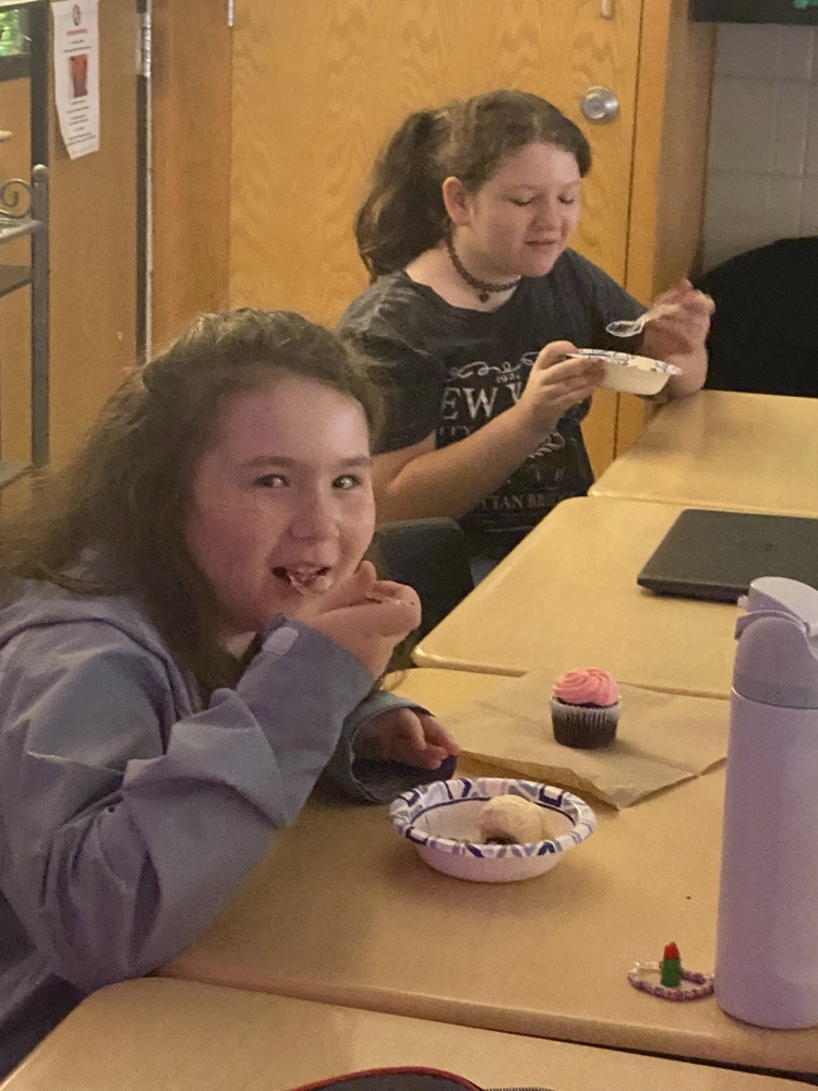 After completing their chapter book study on Wish by Barbara O’Connor, students in Ms. Pace’s and Mrs. Garner's reading classes got to enjoy blackberry cobbler and ice cream. 