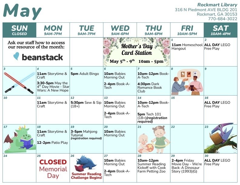 https://shrls.org/calendar.php?view=month&month=05&day=01&year=2026&calendar=10 The calendar for Rockmart Library May 2026