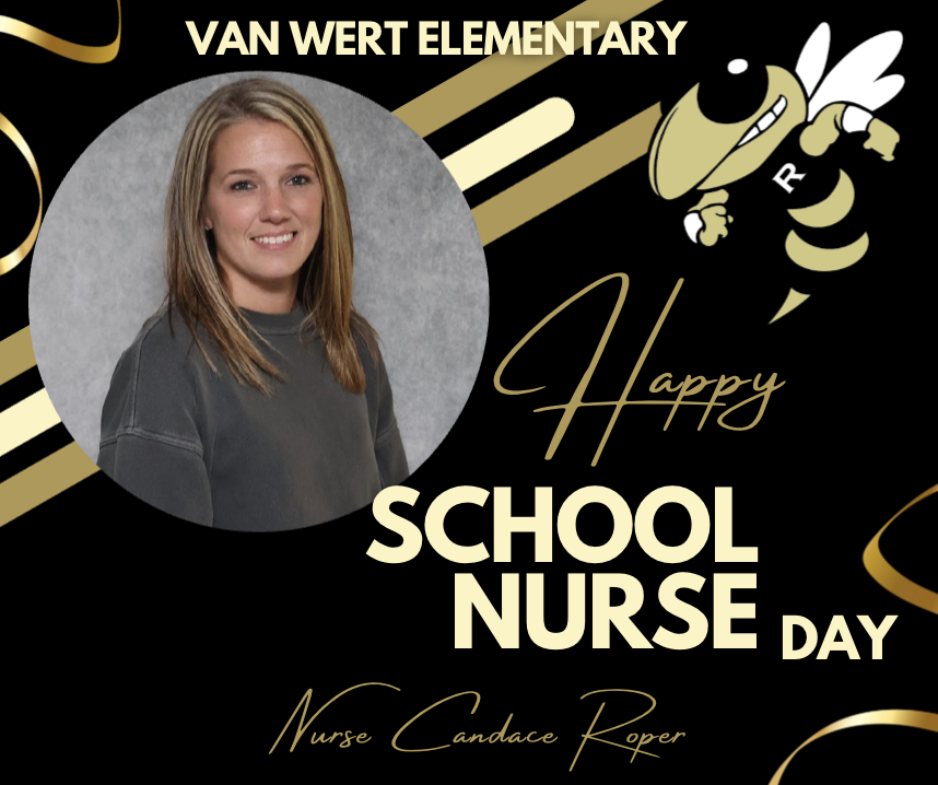 Happy National Speech Language Pathologist Appreciation Day to our wonderful speech teachers! Thank you so much for all you do each day for our students! We are so grateful to have you at Van Wert!  Picture is of our school nurse Ms. Roper. 