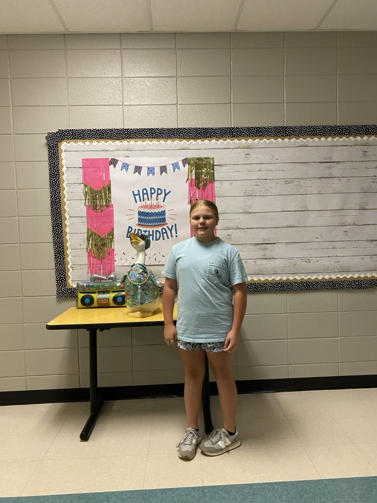 Happy Birthday to the following students who recently celebrated their birthdays!! pic of children posing with goose. 