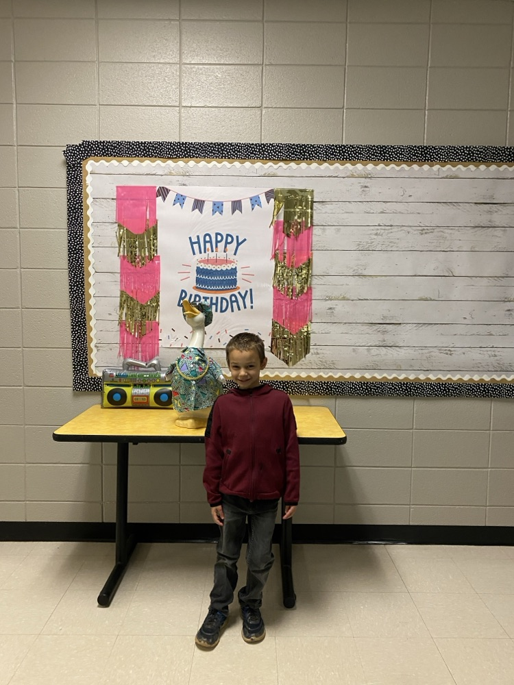Happy Birthday to the following students who recently celebrated their birthdays!! pic of children posing with goose. 