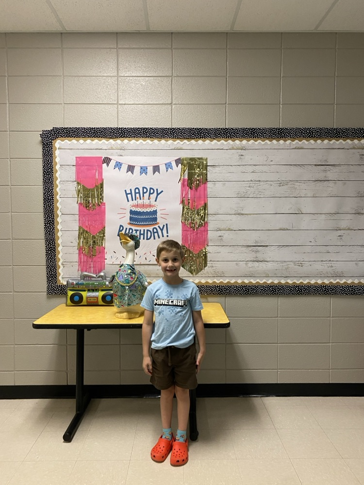Happy Birthday to the following students who recently celebrated their birthdays!! pic of children posing with goose. 