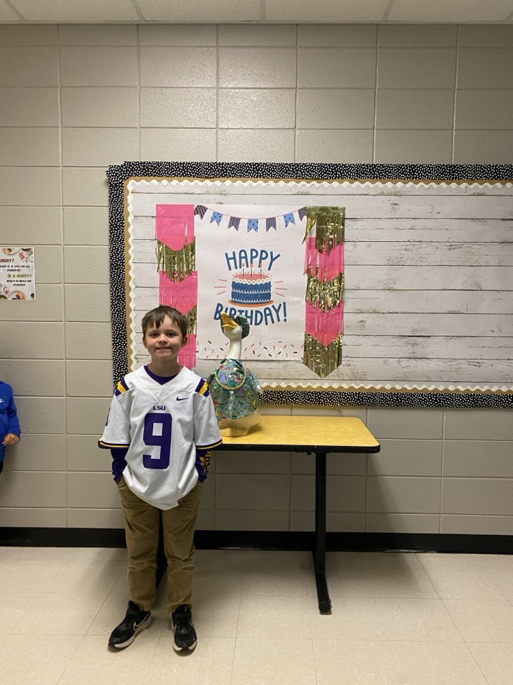 Happy Birthday to the following students who recently celebrated their birthdays!! pic of children posing with goose. 