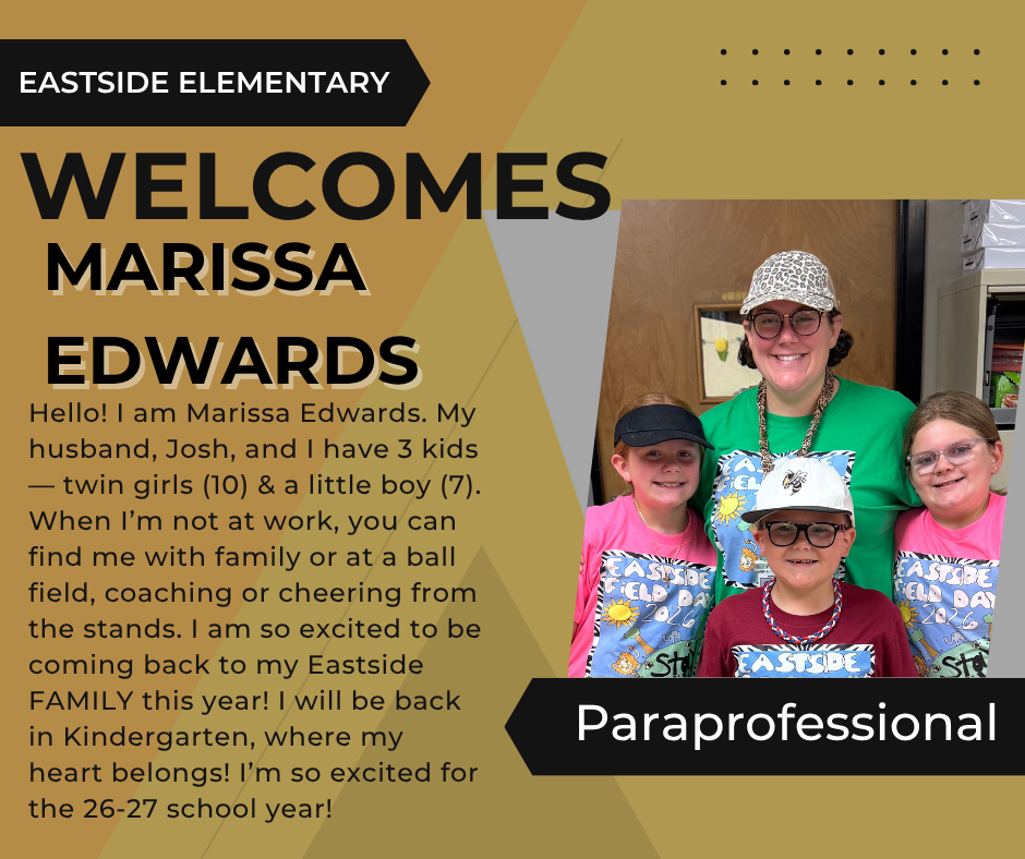 Welcome Marissa Edwards to Eastside Elementary