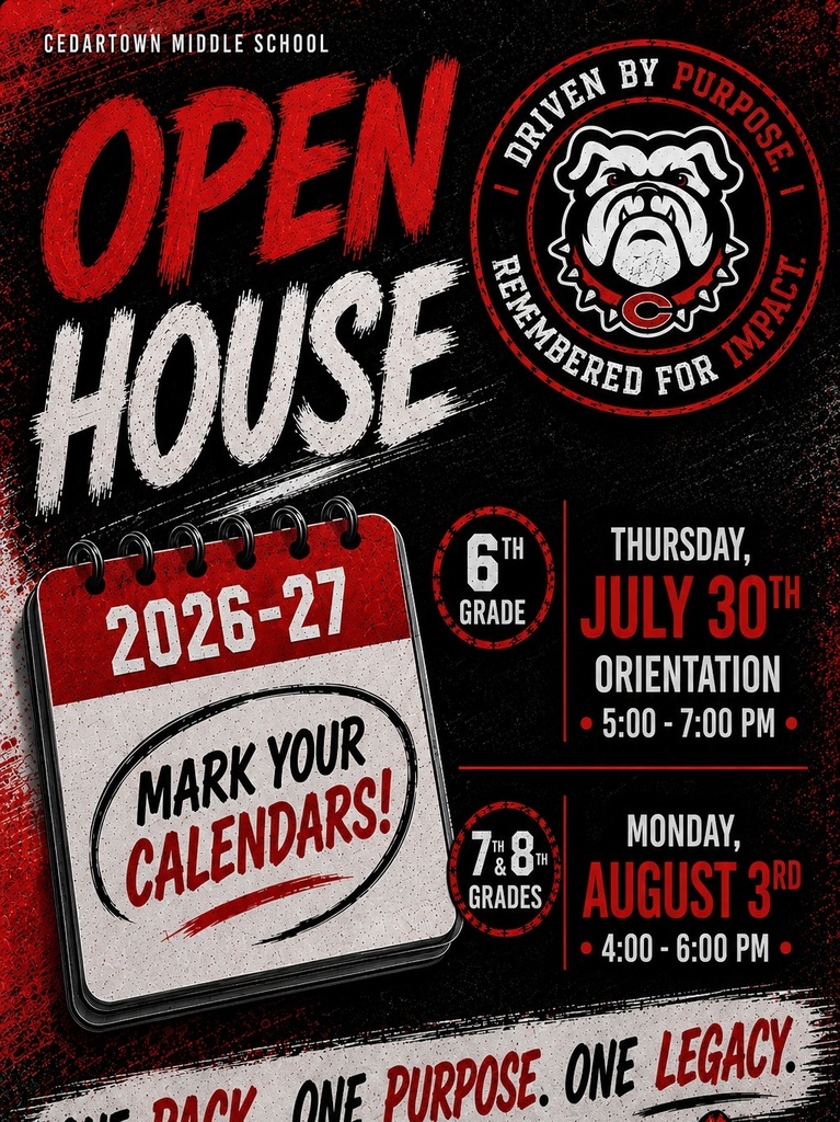 Open House Flyer on black background with red and gray text