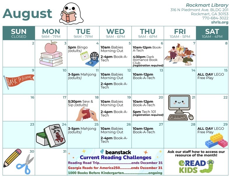 Rockmart Library August Calendar https://shrls.org/calendar.php?view=month&month=08&day=01&year=2026&calendar=10