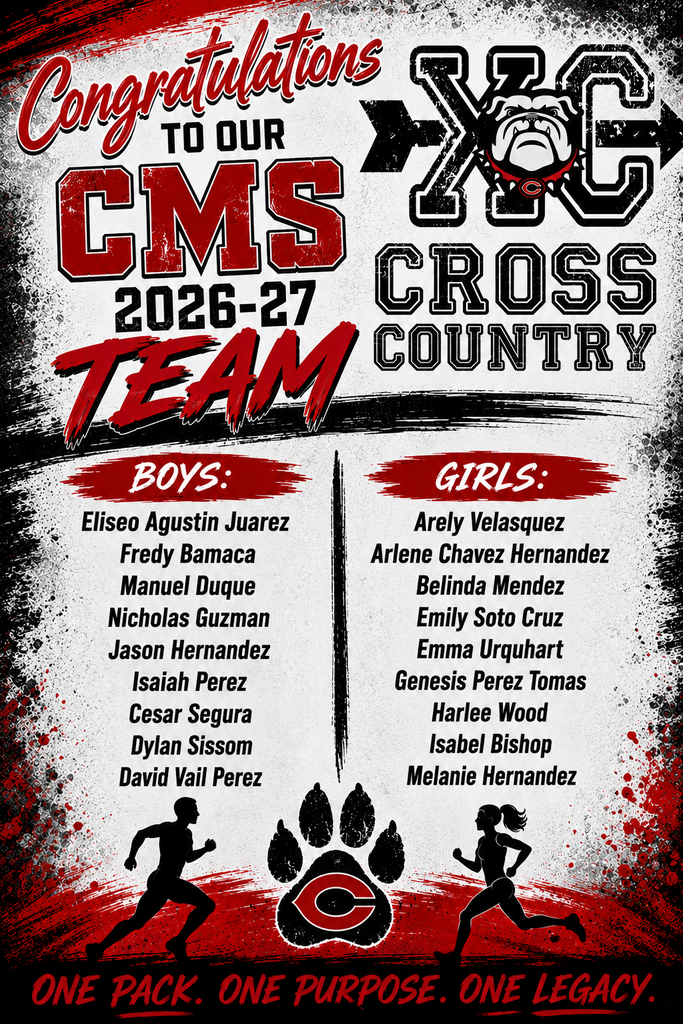 Cross Country Team Flyer on white with red and black highlights with cross country images