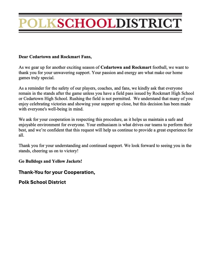 PSD Letter to Fans