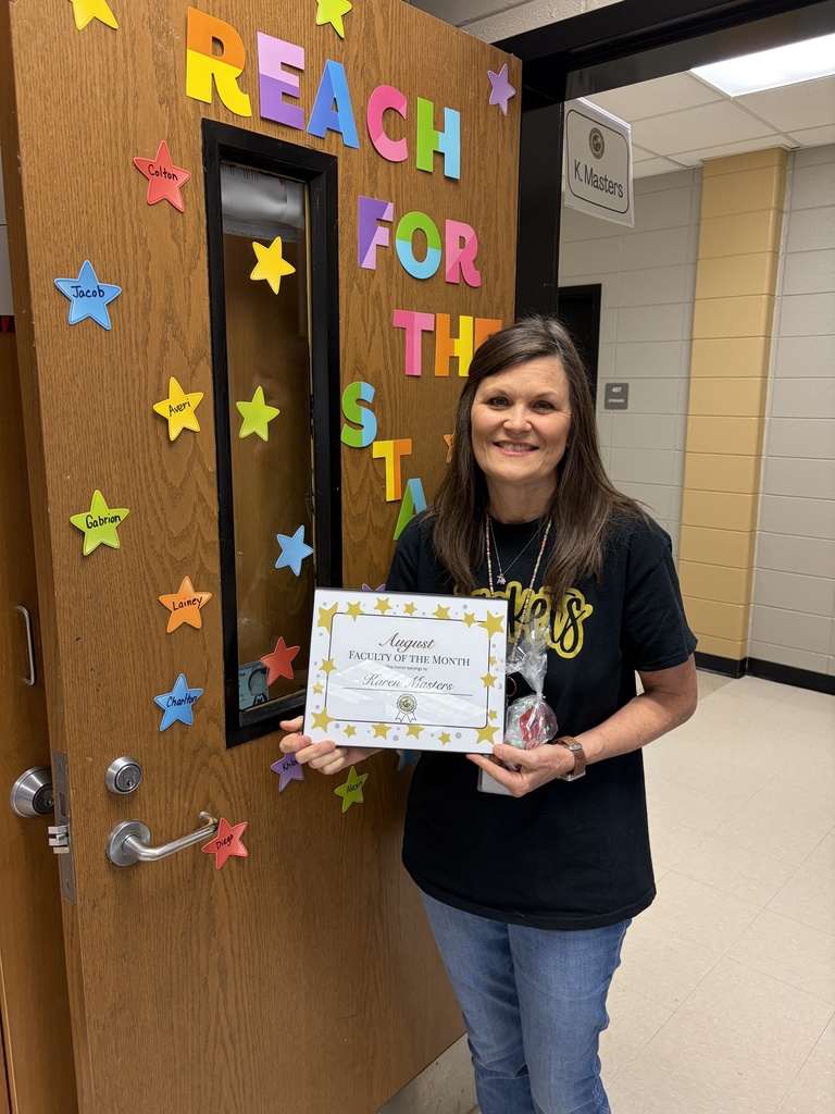 Congratulations to our Faculty and Staff of the Month for August, Mrs. Jennifer Smith, Mrs. Karen Masters, and Mrs. Kris Baxter!  Picture of Mrs. Karen Masters