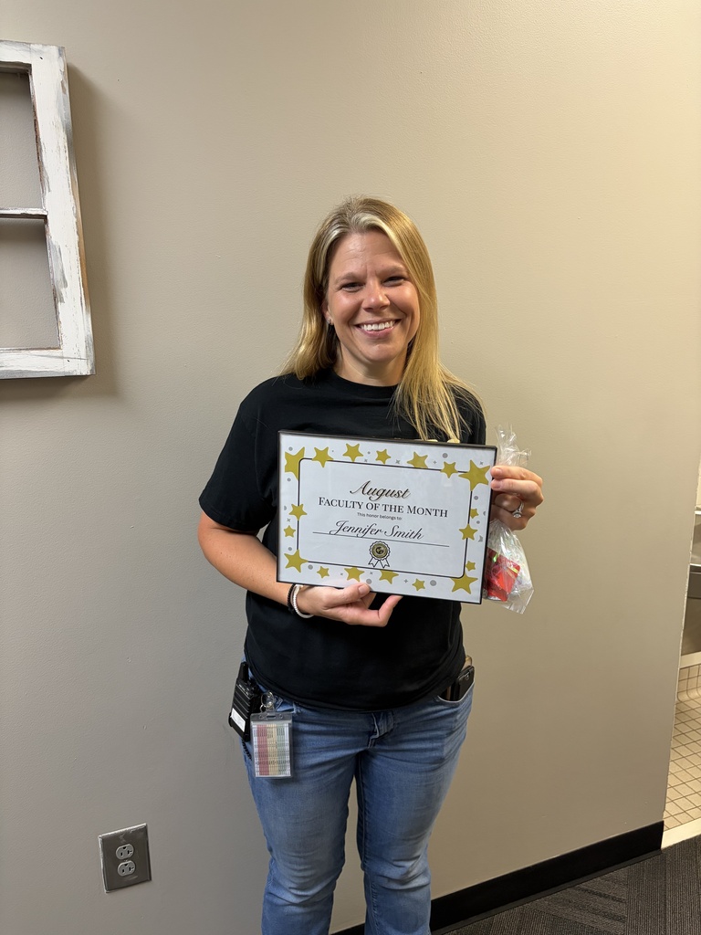 Congratulations to our Faculty and Staff of the Month for August, Mrs. Jennifer Smith, Mrs. Karen Masters, and Mrs. Kris Baxter!  Picture of Mrs. Jennifer Smith
