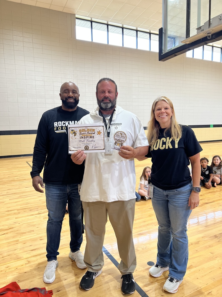 Congratulations to Coach Findley for winning our first Golden Buzz award! Our word this month was "Inspire," and Coach Findley has come to Van Wert and inspired all of our students to love PE! Thank you for being an inspiration to our students! 