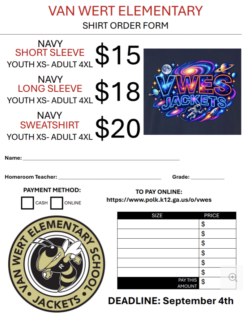 design with galaxy on it. Comes in short sleeve, long sleeve or sweatshirt options. Use link below to purchase. Deadline is Sept 4th 