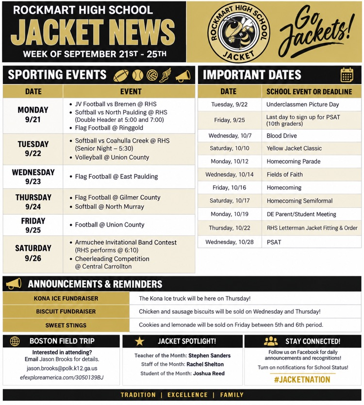 Jacket News! (9/21-9/26)