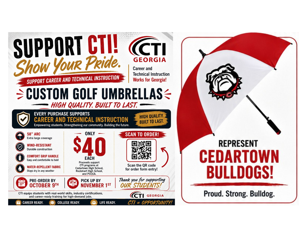 support CTI. Custom Golf Umbrellas. $40. pre order by october 9th.
