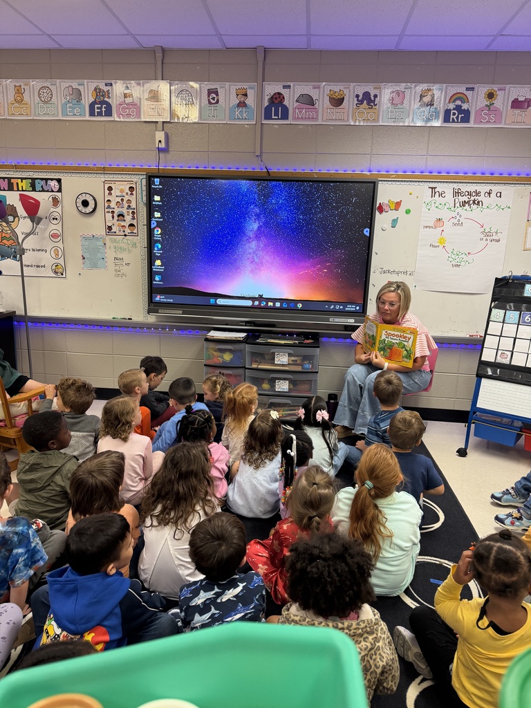 Mrs. Petty reading to Pre-K classes. 