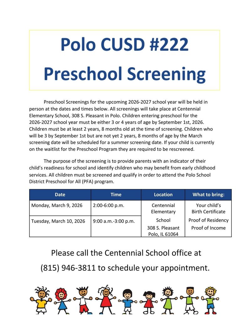 2026-2027 Pre-K screening