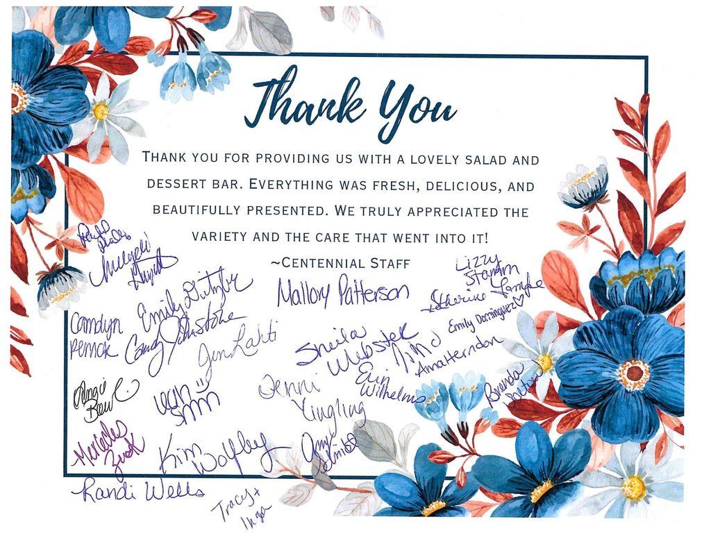 Thank you Centennial Parents