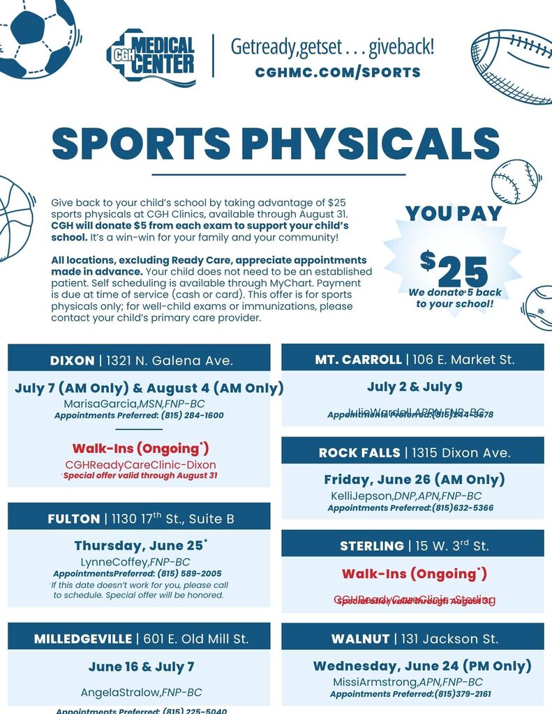 CGH Sports Physicals Flyer
