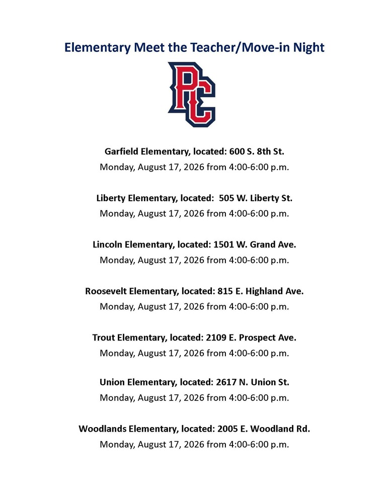 Elementary Meet the Teacher Info. Included in the paragraph