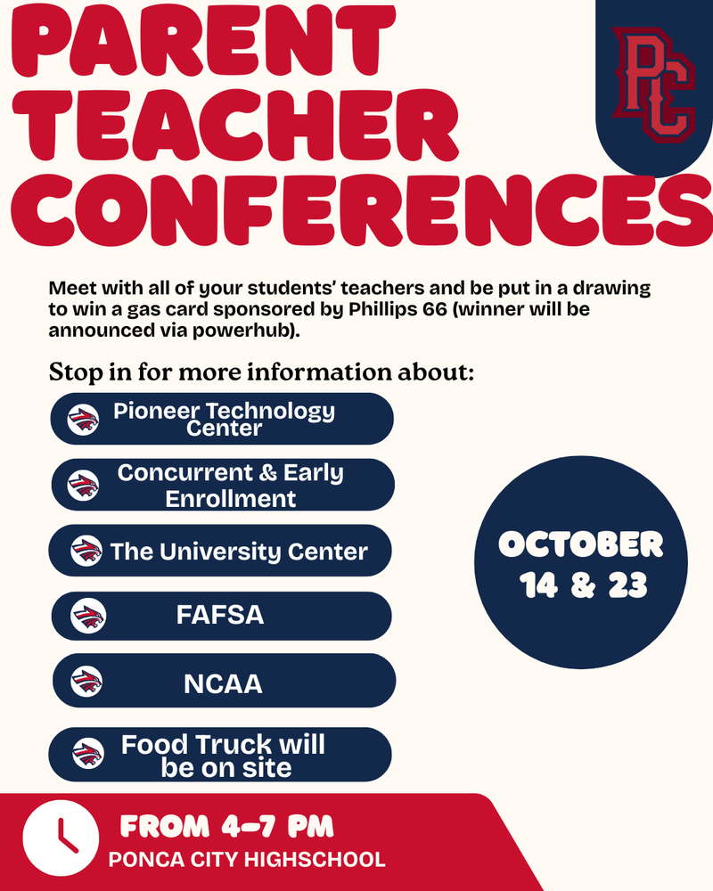 Parent teacher conference flyer with the information included in the article.