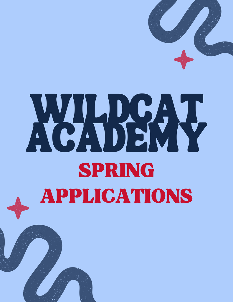 Graphic stating "Wildcat Academy Spring Applications"